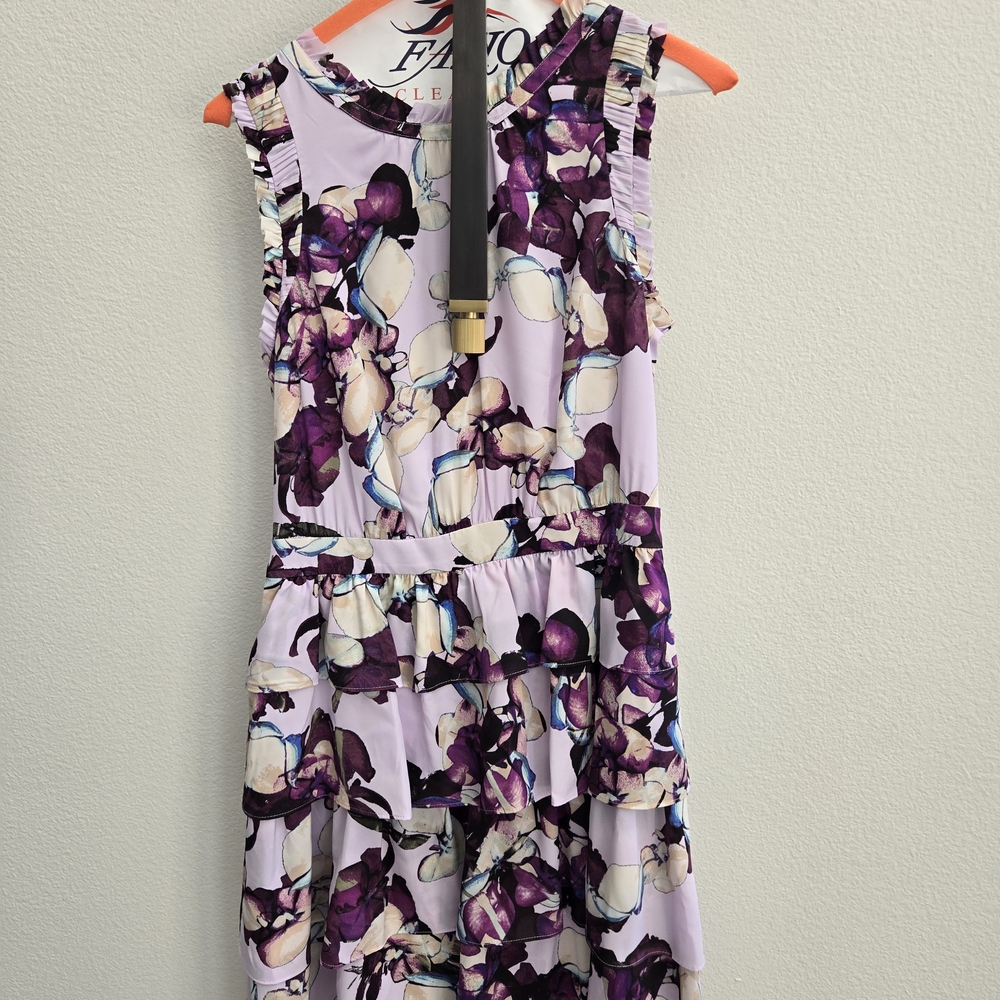 Banana Republic Purple and Cream Floral High Low Dress